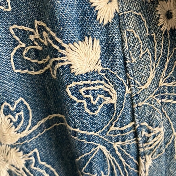 Nanette Lepore long denim asymmetrical floral embroidered denim jacket trench 4 - Picture 7 of 17